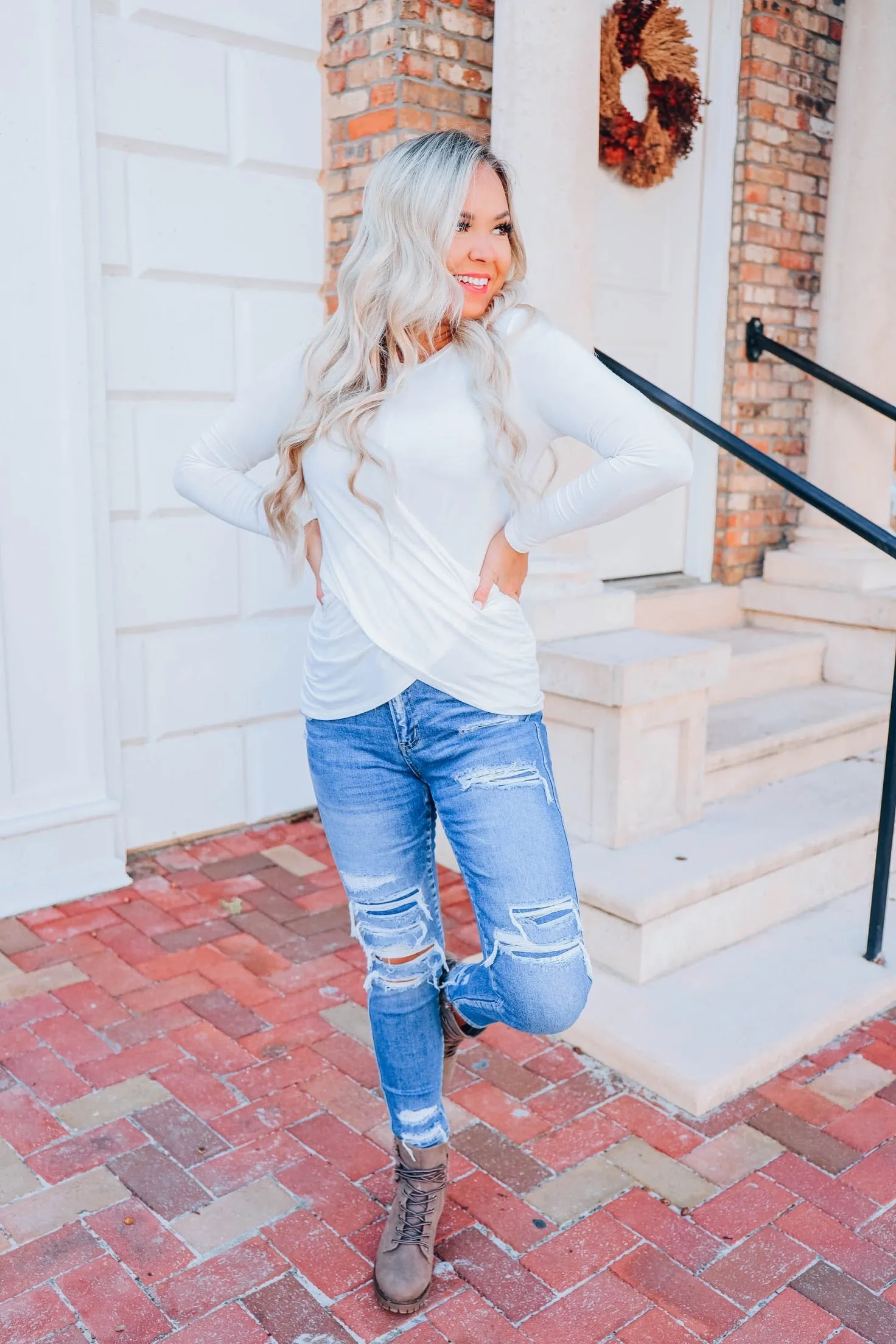 Positive Effect Ruched Top - White
