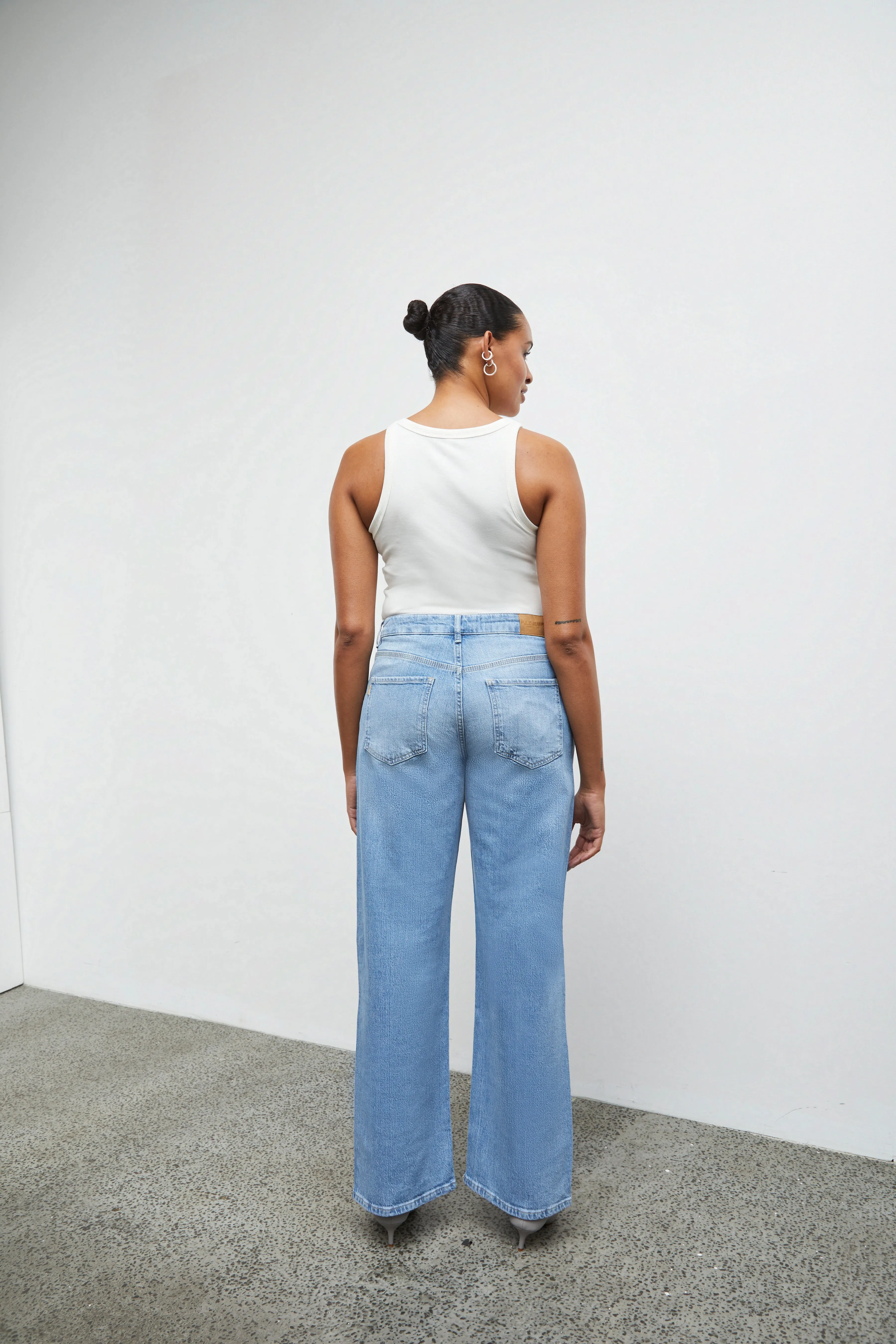 Pulz Vega Jeans Ultra Highwaist Wide Leg - Light Blue