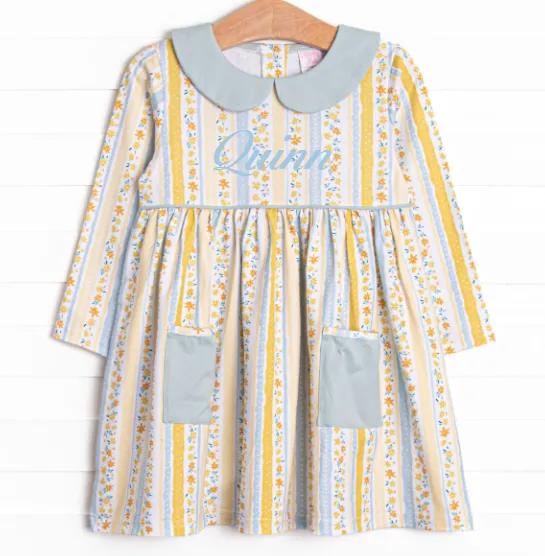 Quilted Quinn Pocket Dress, Yellow