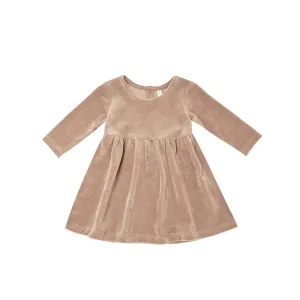 Quincy Mae Velour Long Sleeve Dress - Blush