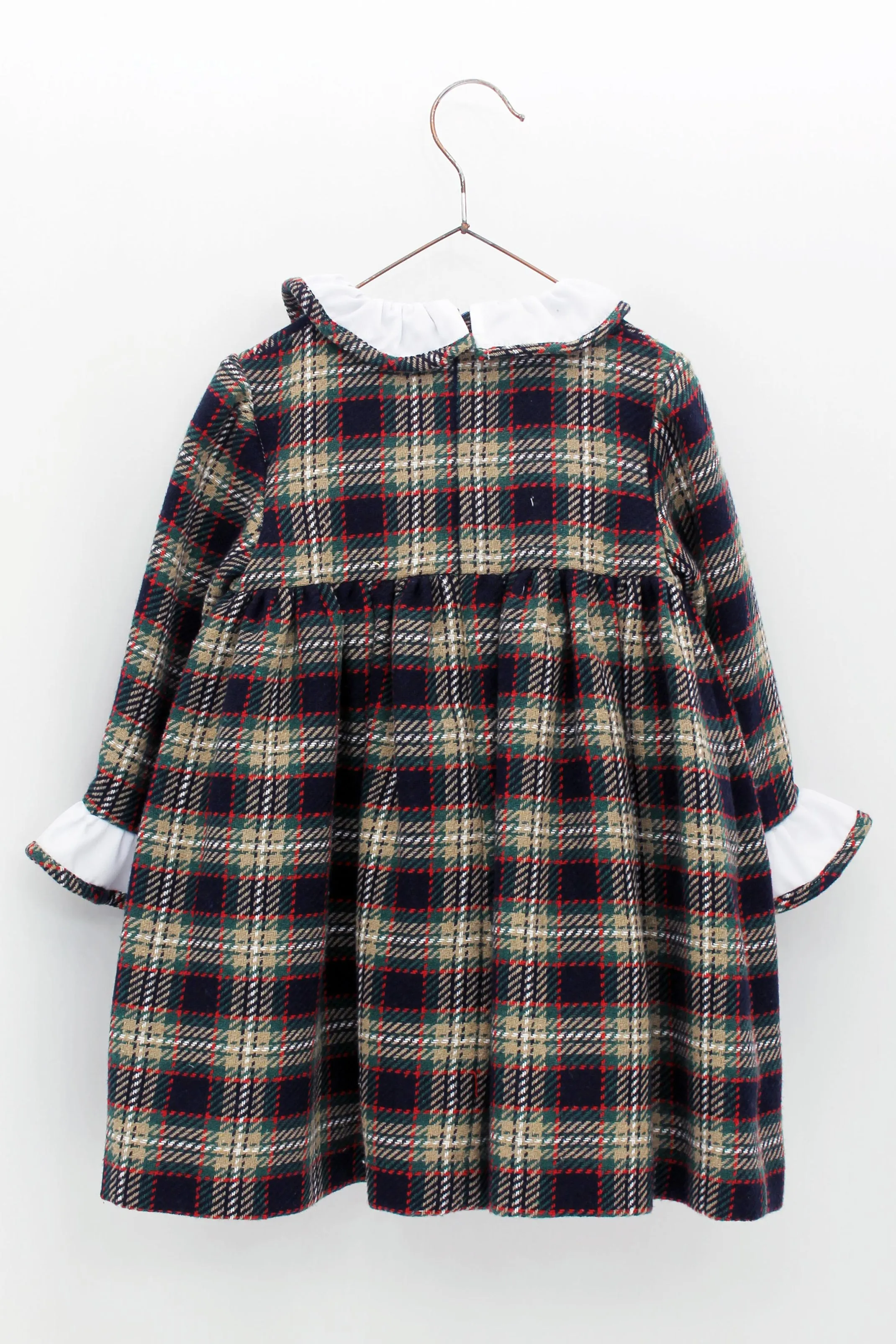 "Annie" Navy, Beige & Red Tartan Dress