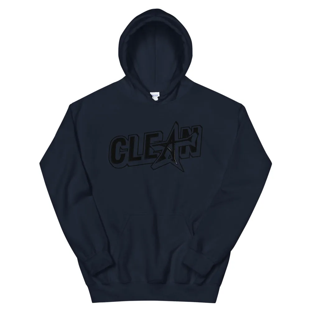 "CLEAN" Unisex Hoodie (black print)