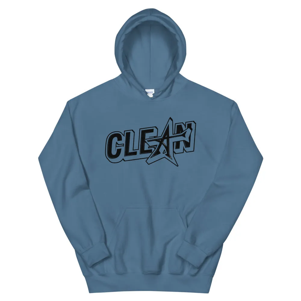 "CLEAN" Unisex Hoodie (black print)