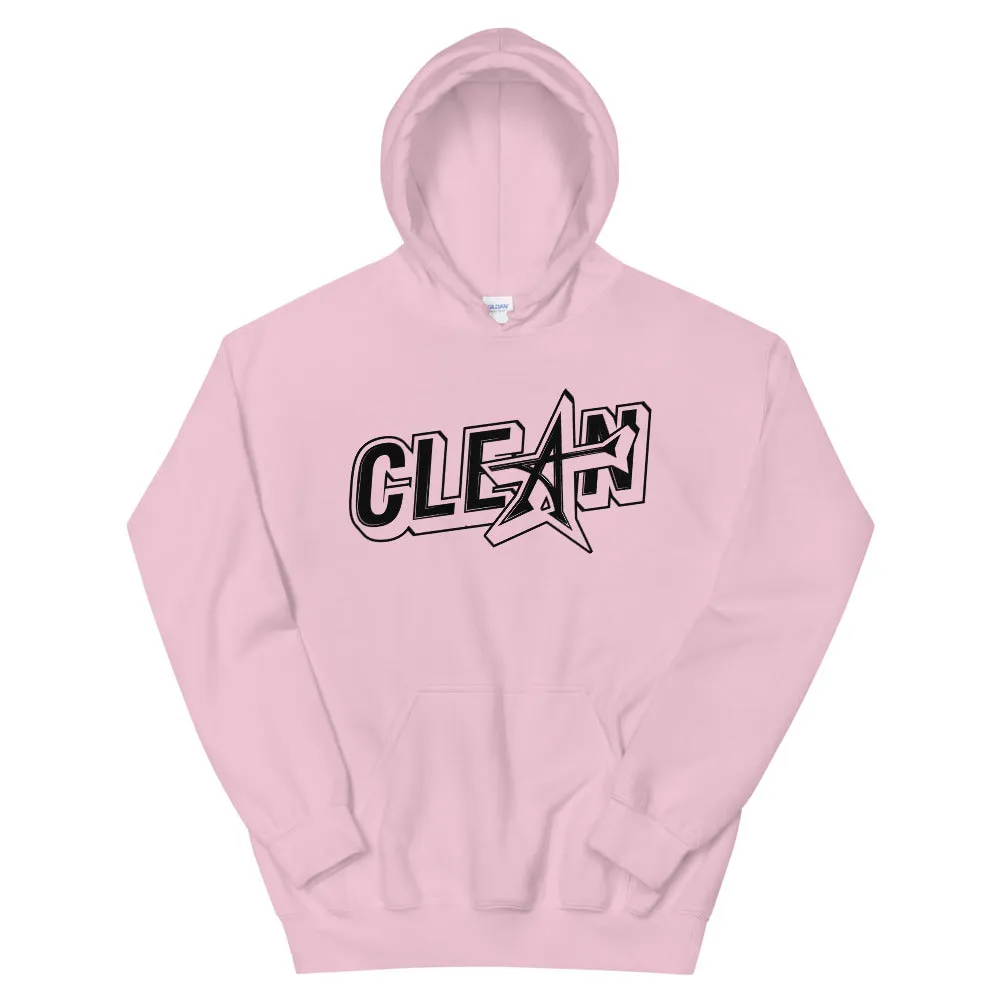"CLEAN" Unisex Hoodie (black print)