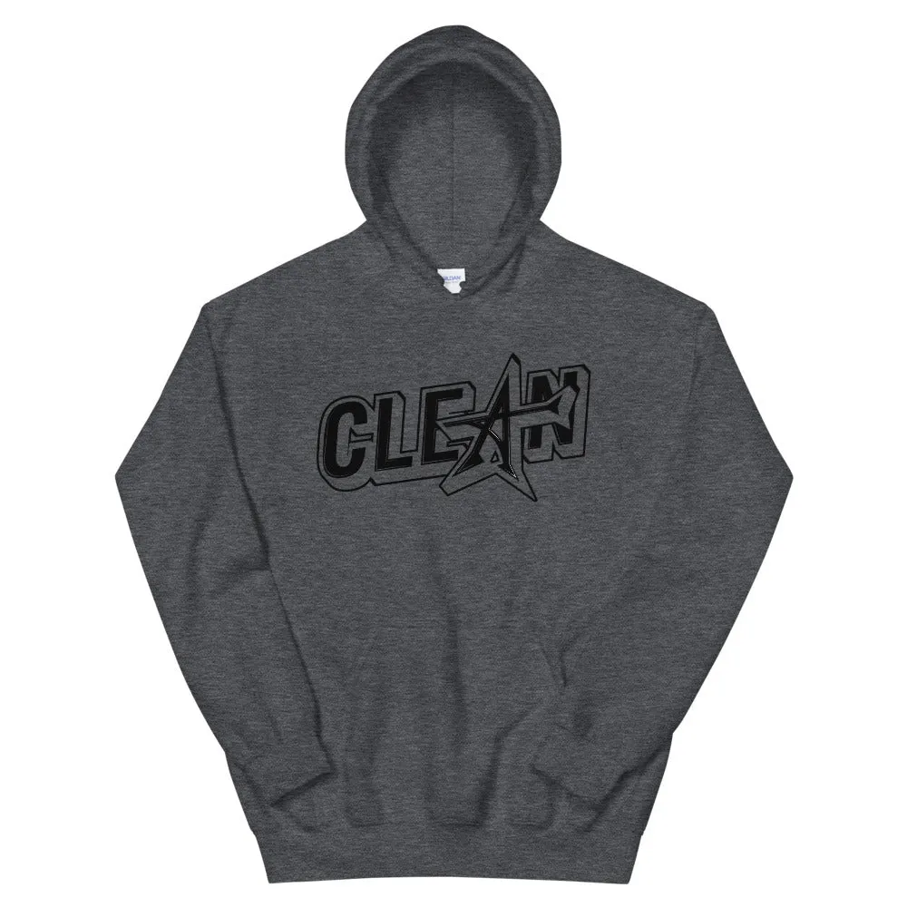 "CLEAN" Unisex Hoodie (black print)