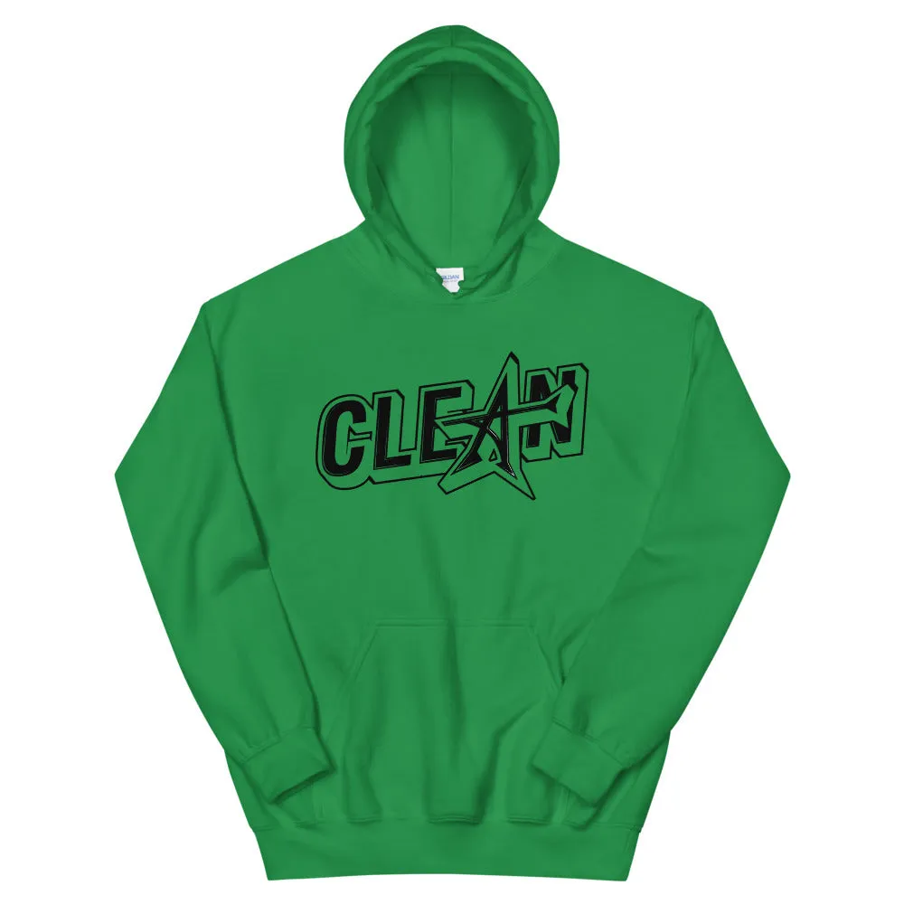 "CLEAN" Unisex Hoodie (black print)