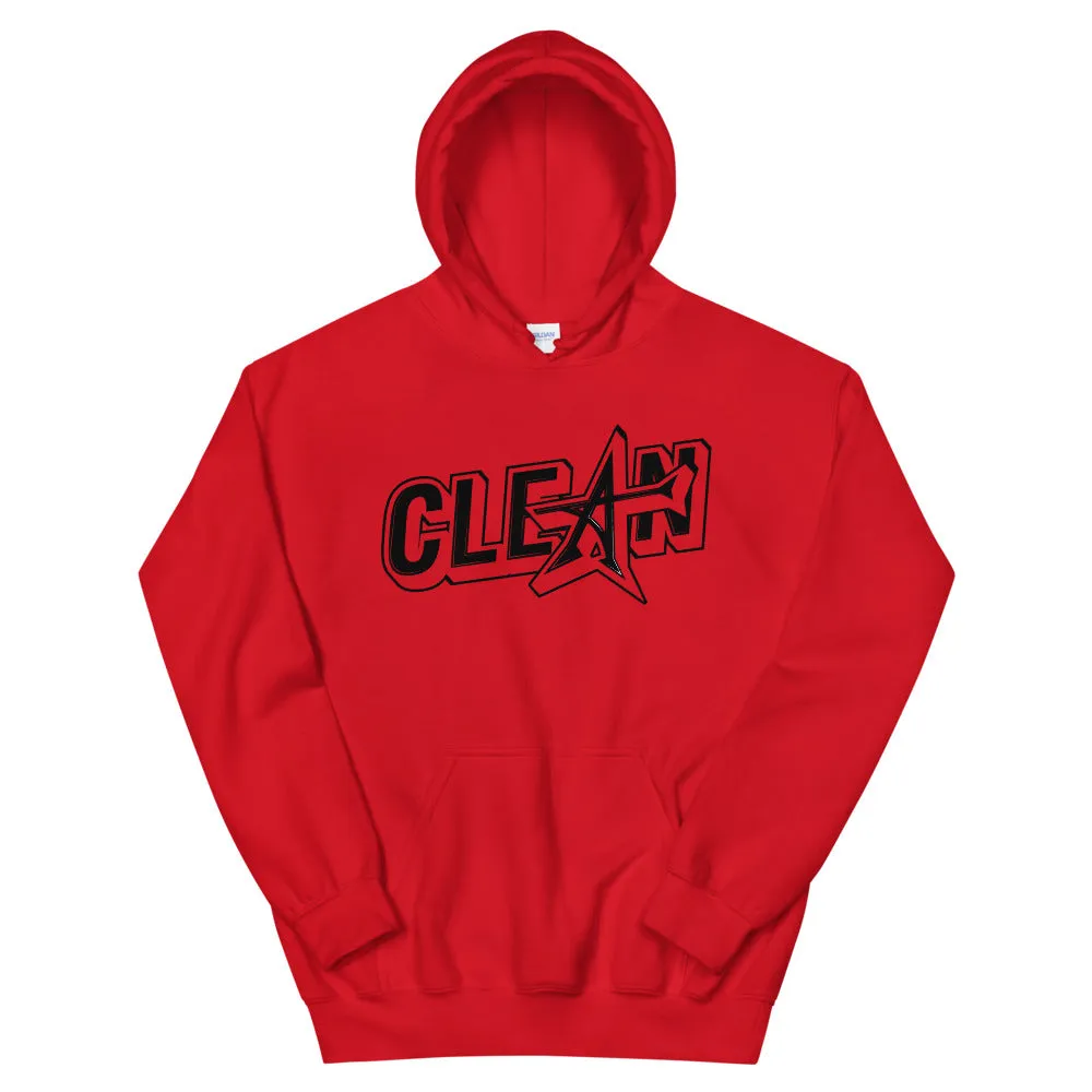 "CLEAN" Unisex Hoodie (black print)