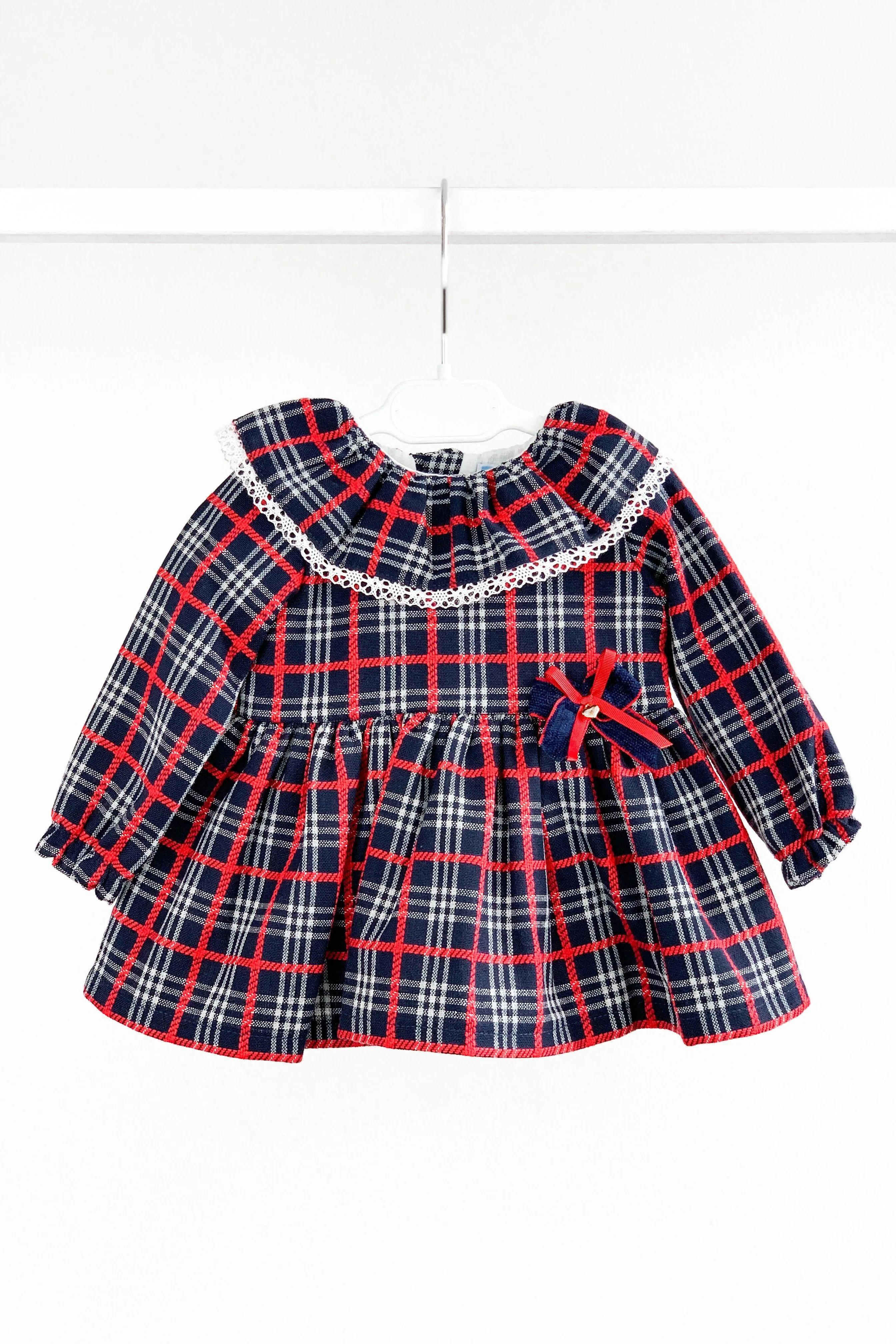 "Edith" Navy & Red Tartan Dress & Bloomers