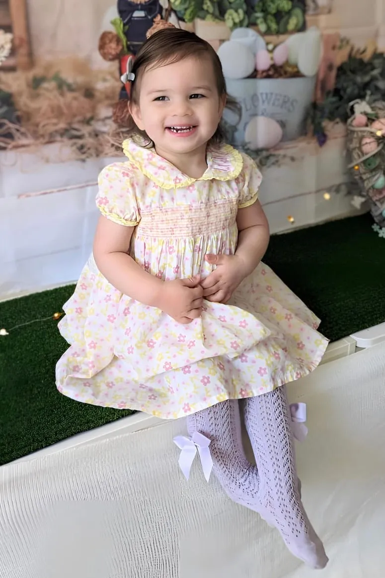 "Mirabel" Lemon & Pink Floral Dress