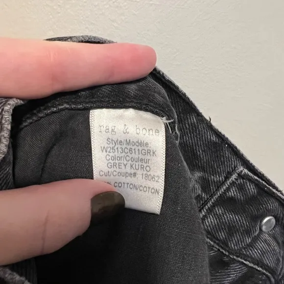 Rag &amp; Bone Dylan High Waist Grey Kuro Flare Jeans 100% Cotton Sz 26