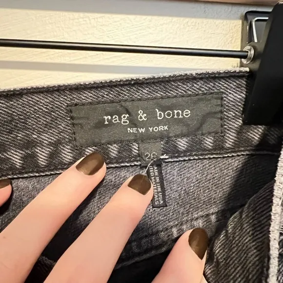 Rag &amp; Bone Dylan High Waist Grey Kuro Flare Jeans 100% Cotton Sz 26