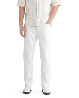 Rare Rabbit Men Gleb White Cotton Fabric Carrot Fit Plain Denim Pant
