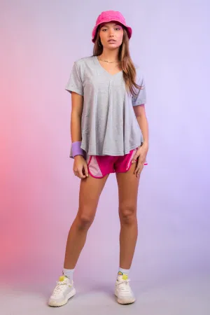 Raw seamed solid comfy top