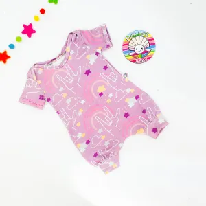 Ready To Ship Newborn Pink I Love You  Envelope Shoulder Shortie Rompers