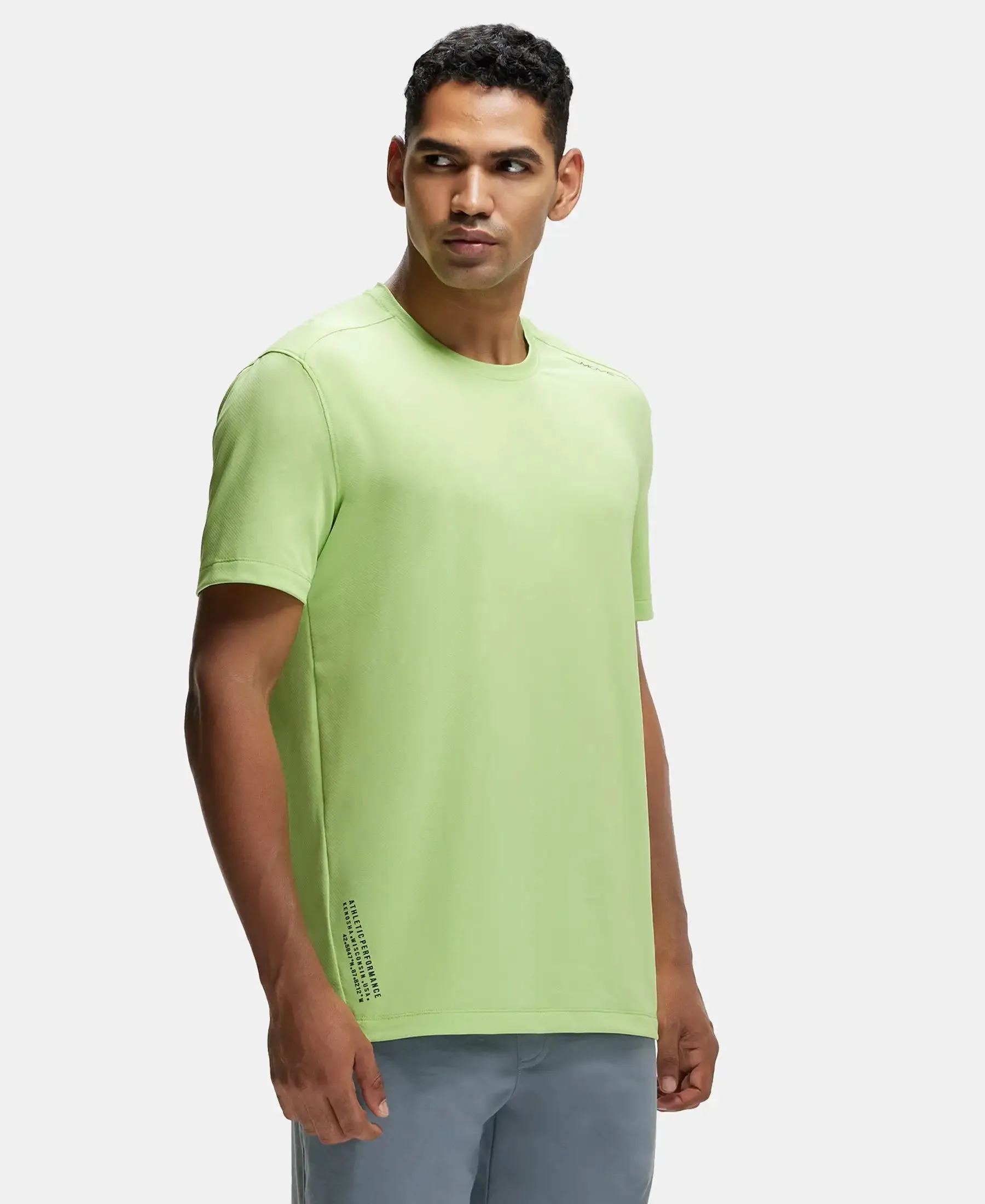 Recycled Microfiber Elastane Stretch Fabric Round Neck Half Sleeve Breathable Mesh T-Shirt - Green Glow
