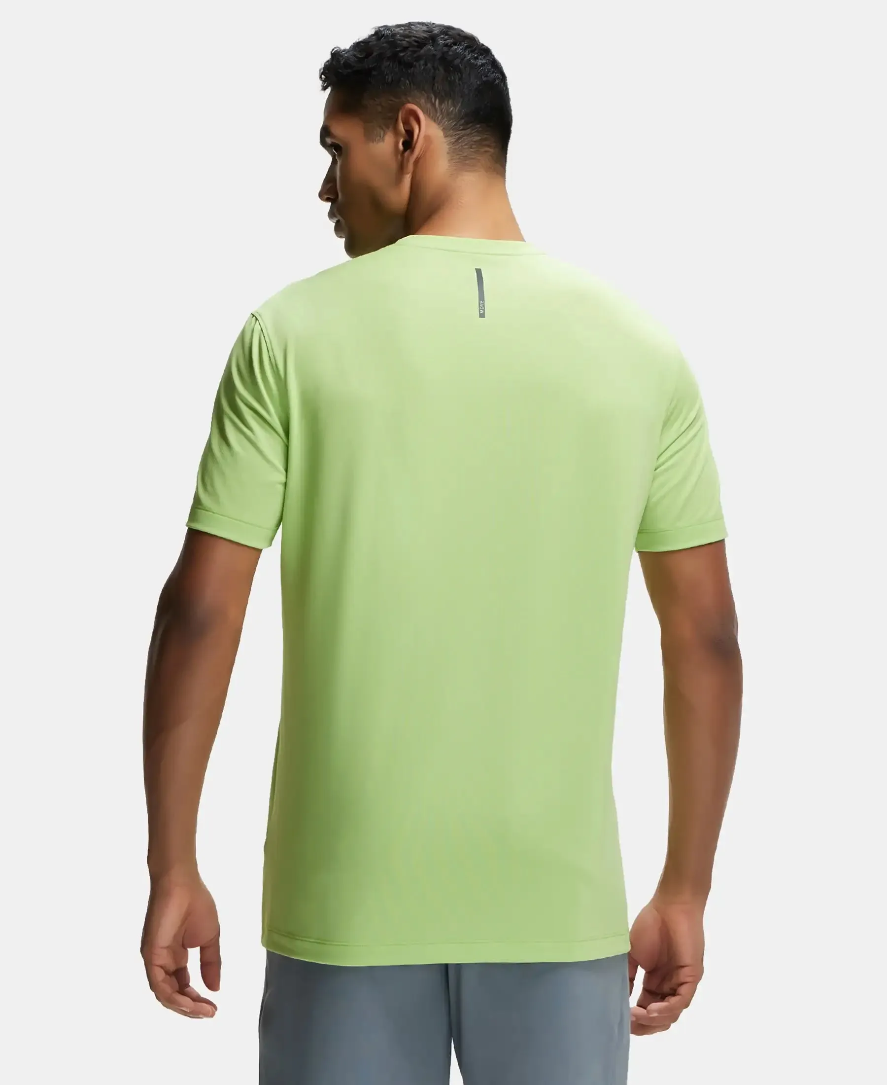 Recycled Microfiber Elastane Stretch Fabric Round Neck Half Sleeve Breathable Mesh T-Shirt - Green Glow