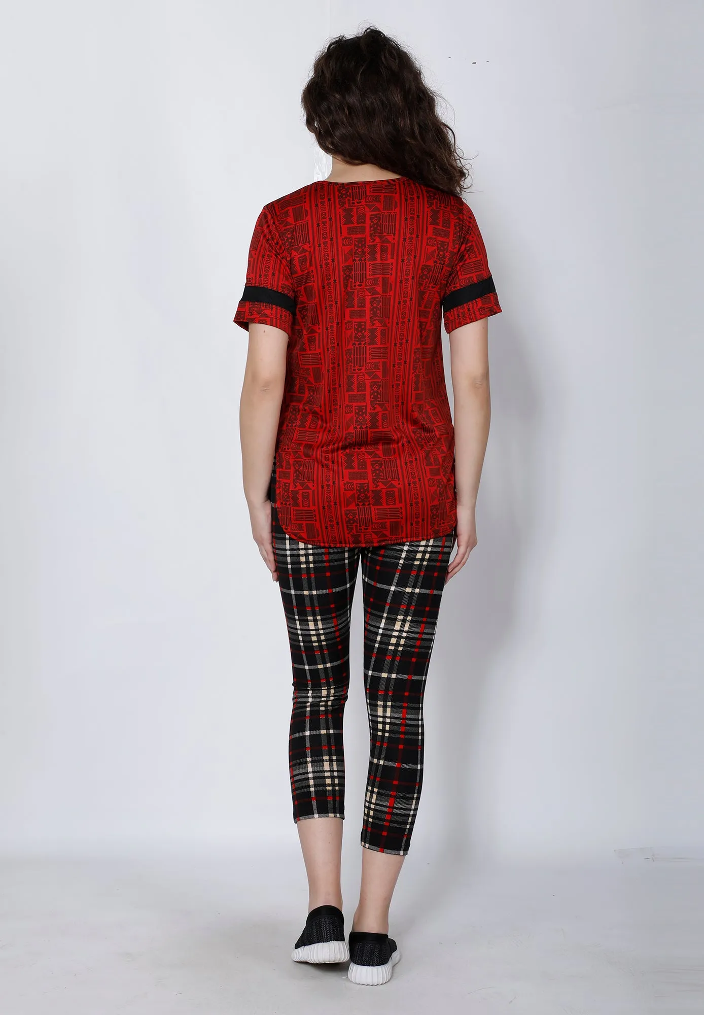 Red Aztec Long T-Shirt