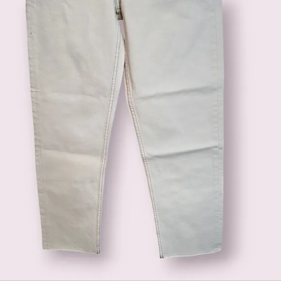 Re/Done 70s Stove Pipe Jeans Women's 26 Ivory High Rise Straight Leg Button Fly