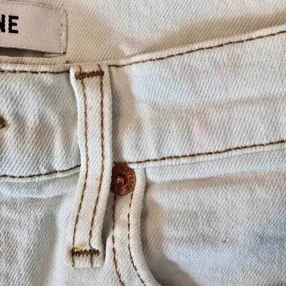 Re/Done 70s Stove Pipe Jeans Women's 26 Ivory High Rise Straight Leg Button Fly