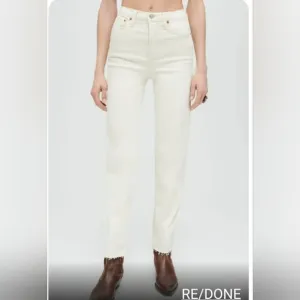 Re/Done 70s Stove Pipe Jeans Women's 26 Ivory High Rise Straight Leg Button Fly