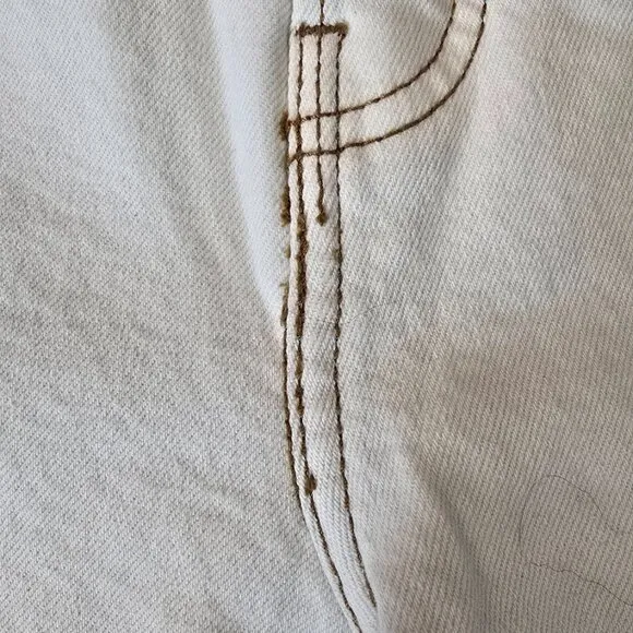 Re/Done 70s Stove Pipe Jeans Women's 26 Ivory High Rise Straight Leg Button Fly