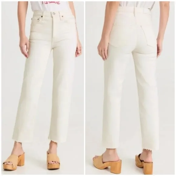 Re/Done 70’s Stovepipe Jeans in Vintage White Size 28