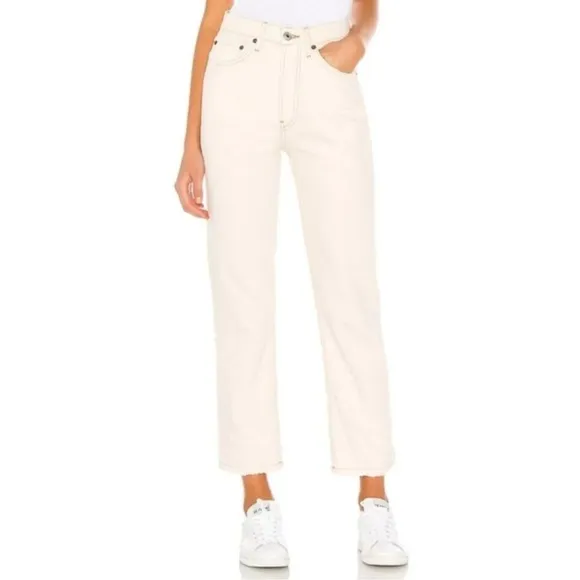 Re/Done 70’s Stovepipe Jeans in Vintage White Size 28