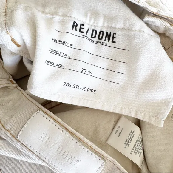 Re/Done 70’s Stovepipe Jeans in Vintage White Size 28