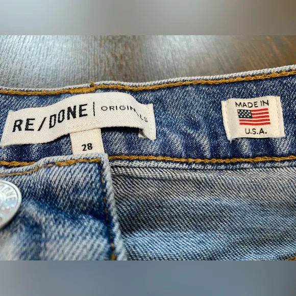 RE\DONE Originals High Rise Ankle Crop in Classic Stone Wash Size 28