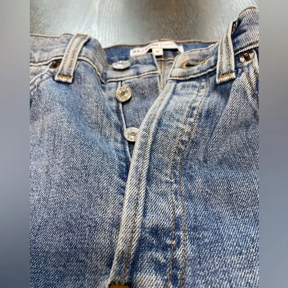 RE\DONE Originals High Rise Ankle Crop in Classic Stone Wash Size 28