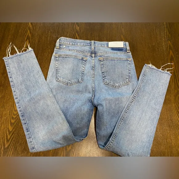 RE\DONE Originals High Rise Ankle Crop in Classic Stone Wash Size 28