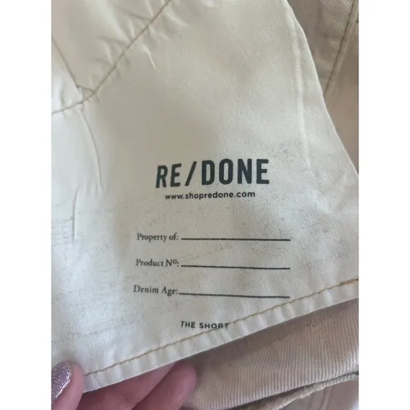 Re/Done x Levi's The Short Cut Off Denim Shorts Distressed Blush Pink Size 28