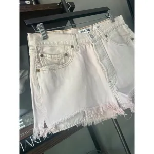 Re/Done x Levi's The Short Cut Off Denim Shorts Distressed Blush Pink Size 28
