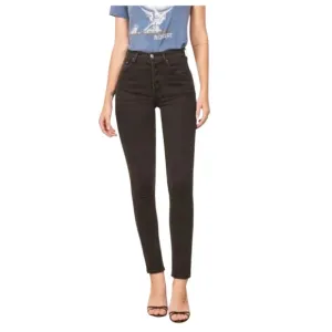 Reformation Jeans Serena High Waist Skinny Crop Jeans in Black (Faded Wash)