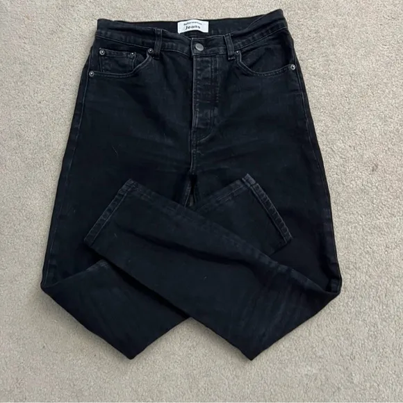 Reformation Jeans Serena High Waist Skinny Crop Jeans in Black (Faded Wash)