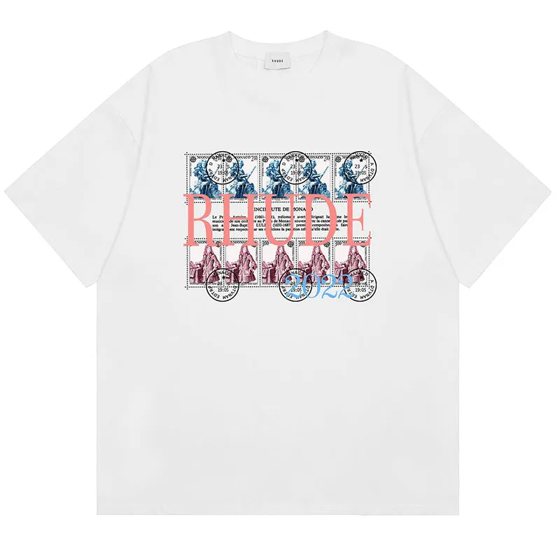 RHUDE Rhude Oil Painting Clock Coconut Tree Print T-Shirts