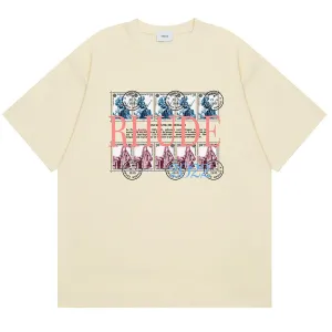 RHUDE Rhude Oil Painting Clock Coconut Tree Print T-Shirts