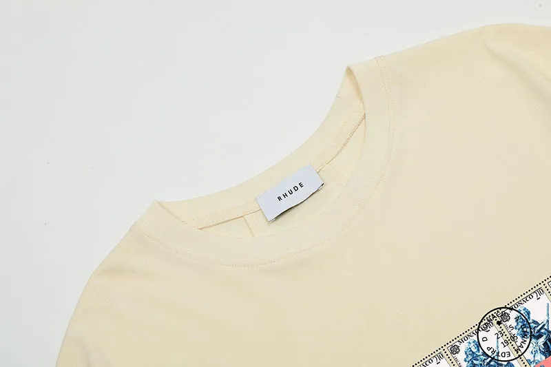 RHUDE Rhude Oil Painting Clock Coconut Tree Print T-Shirts