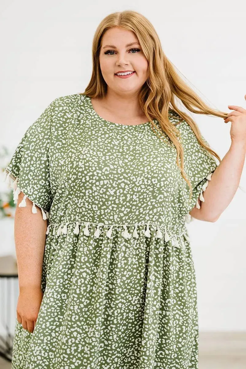 Roar in Style with Your Plus Size Green Leopard Print Dress