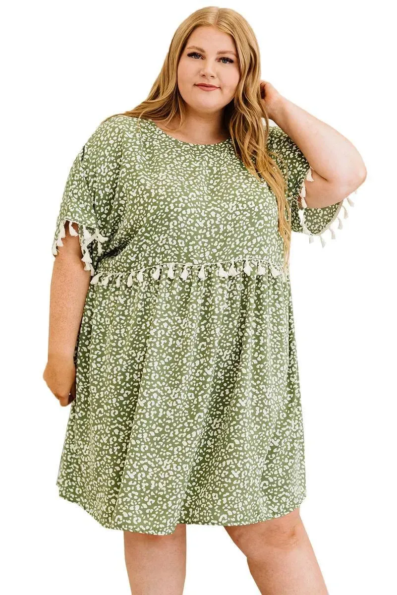Roar in Style with Your Plus Size Green Leopard Print Dress