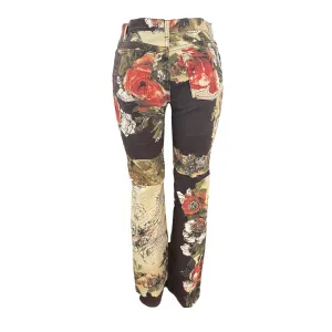 Roberto Cavalli Brown Floral Print Jeans