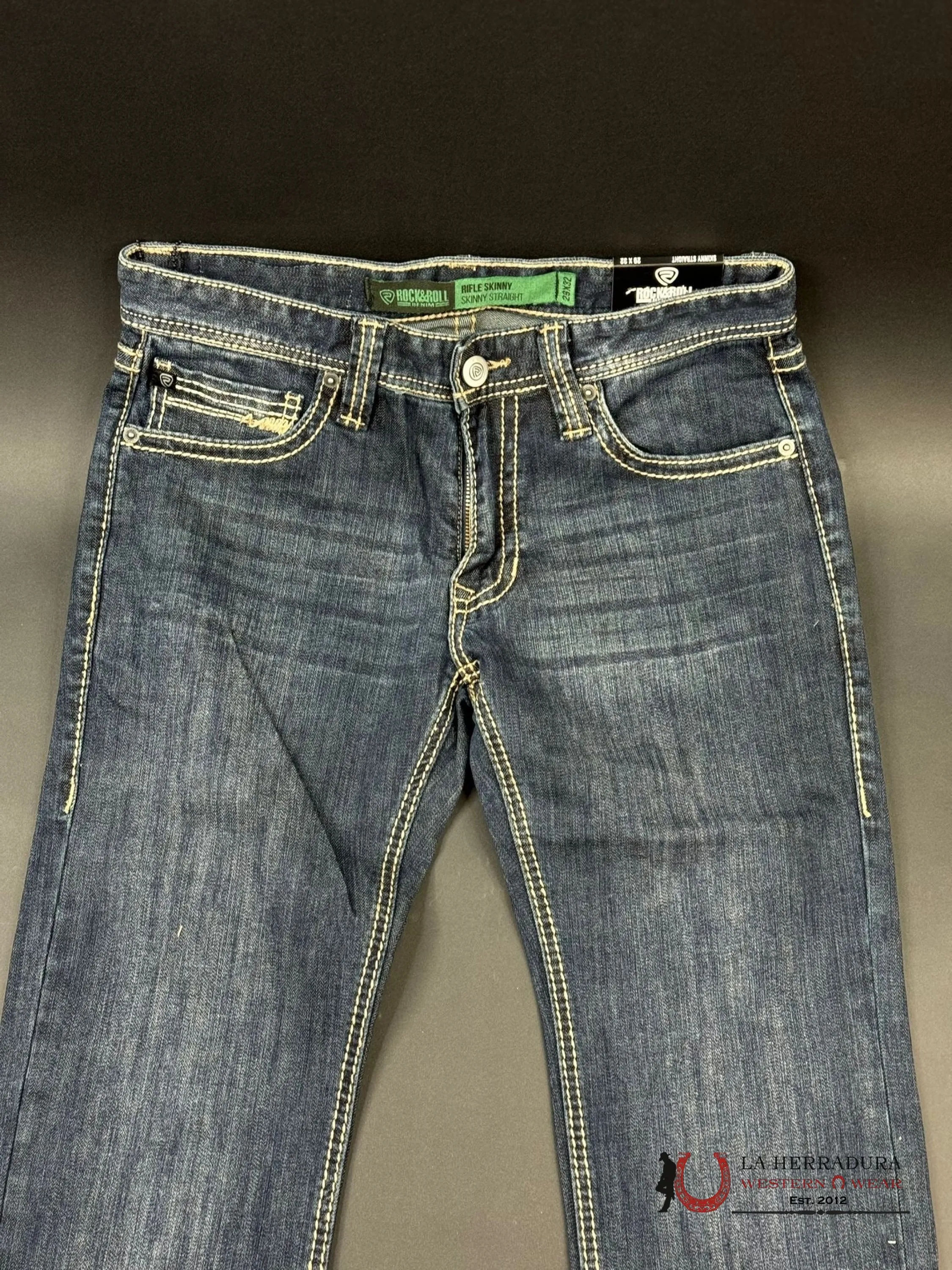 ROCK&ROLL RIFLE SKINNY STRAIGHT DARK VINTAGE JEANS