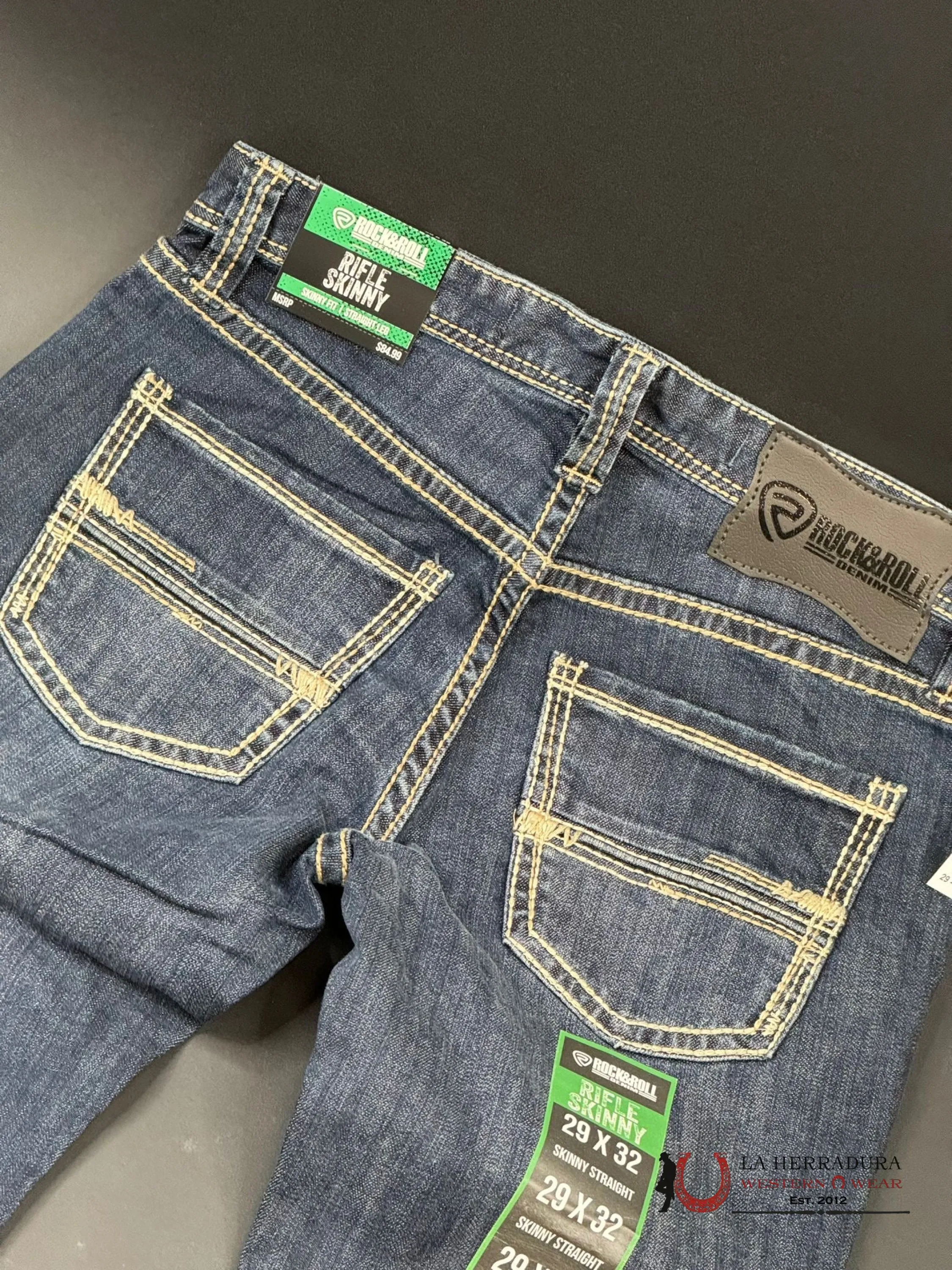 ROCK&ROLL RIFLE SKINNY STRAIGHT DARK VINTAGE JEANS