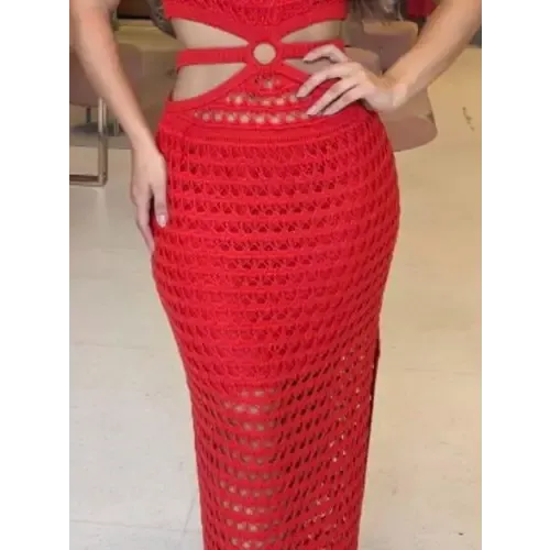 Romantic Cutout Slit Round Neck Sweater Dress