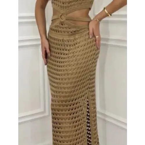 Romantic Cutout Slit Round Neck Sweater Dress