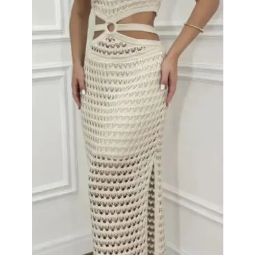 Romantic Cutout Slit Round Neck Sweater Dress