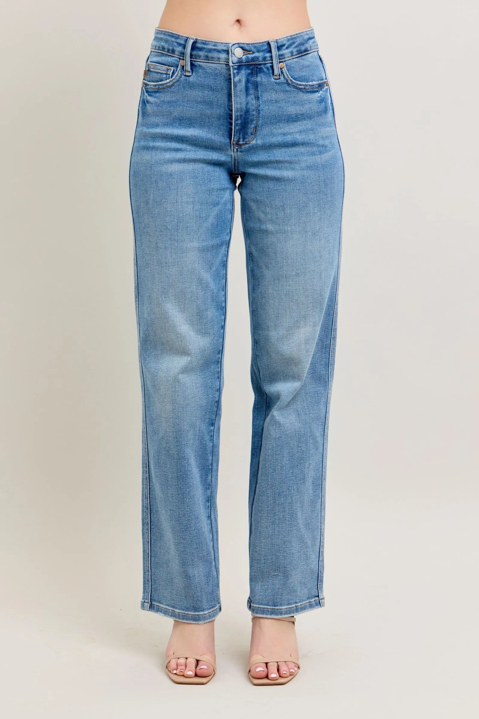 Ryan Mid-rise Tummy Control Vintage Wash Straight Jeans
