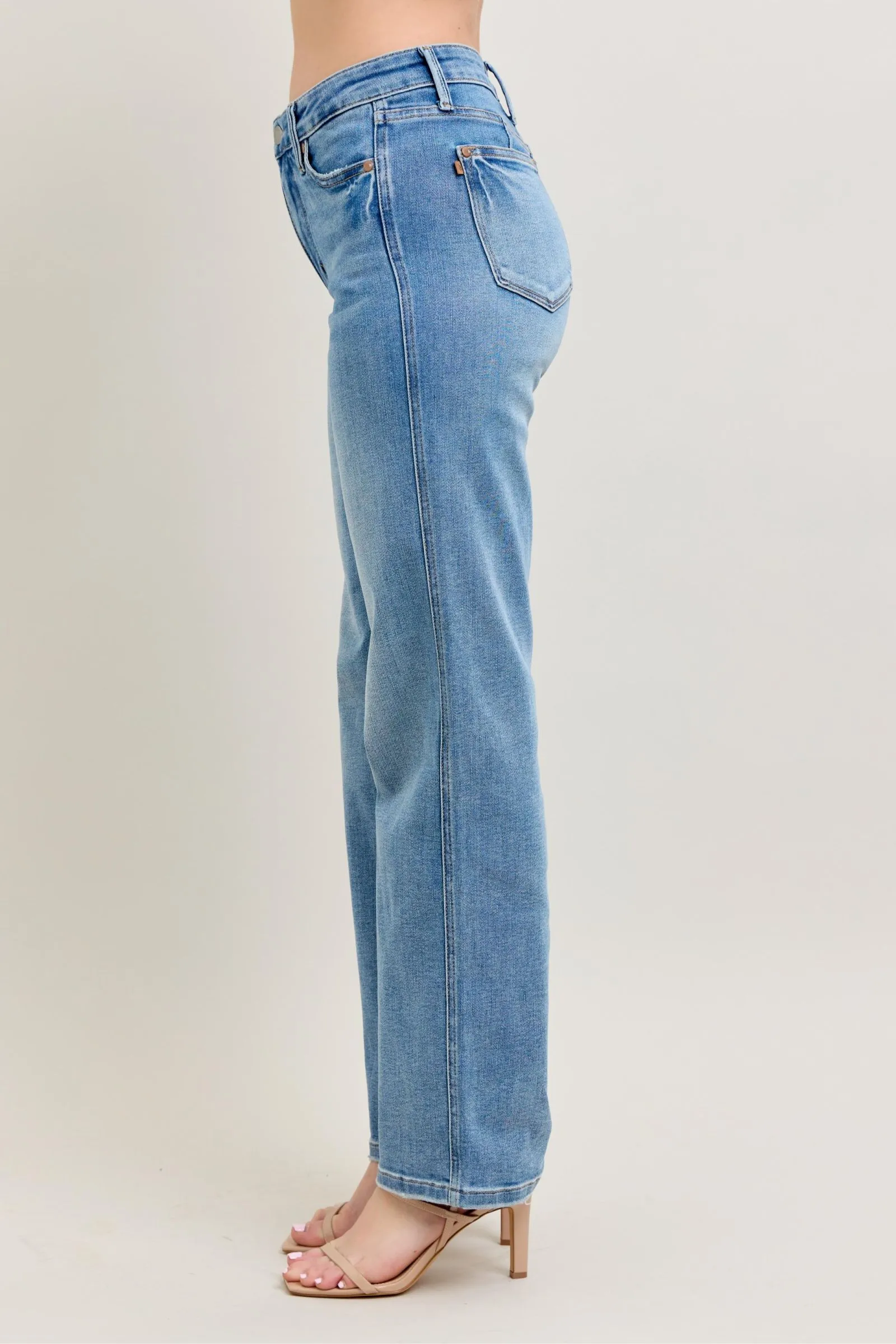 Ryan Mid-rise Tummy Control Vintage Wash Straight Jeans