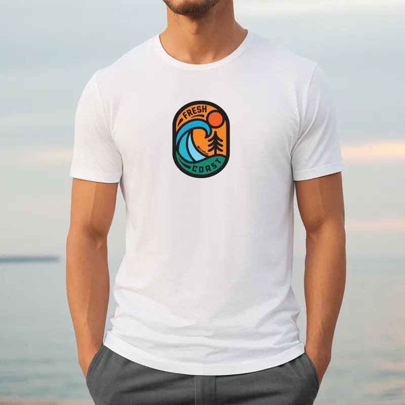 SALE "Living On The Fresh Coast" Men's Crew T-Shirt