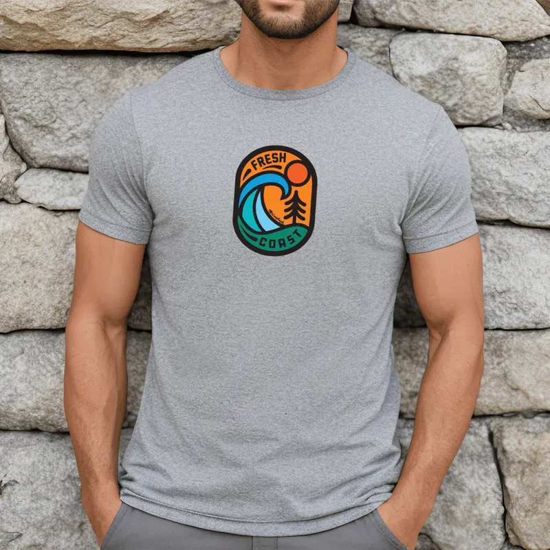 SALE "Living On The Fresh Coast" Men's Crew T-Shirt